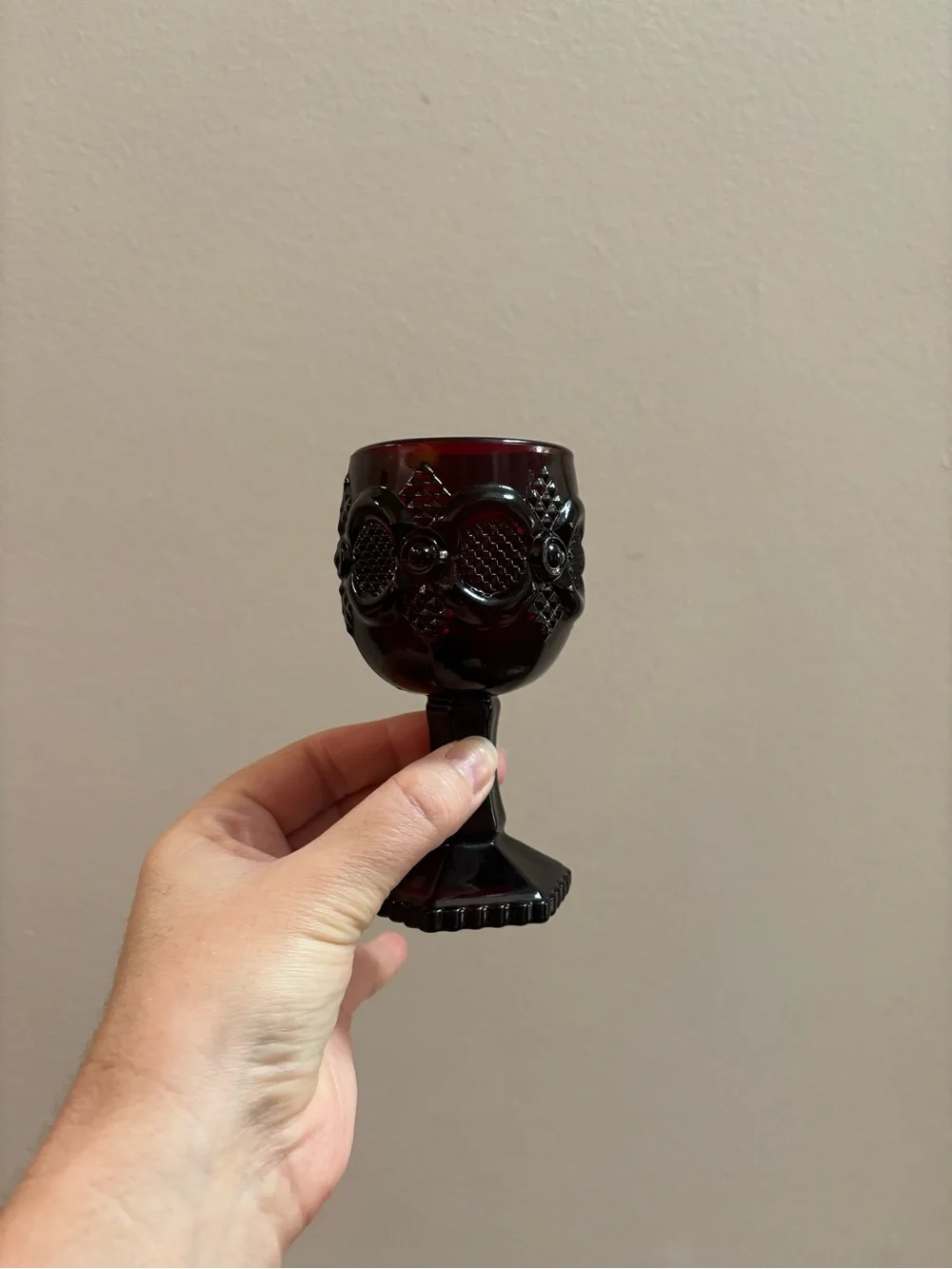 Vintage Avon 1976 Cape Cod Set of 2 Ruby Red Glass Goblets